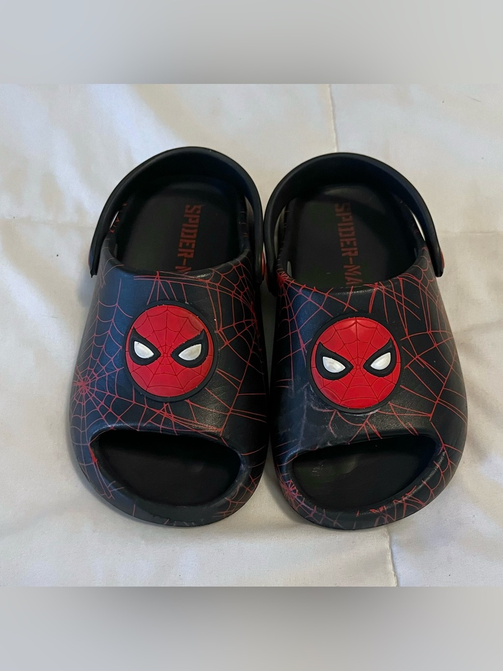 Marvel Kids Black and Red Spider-Man Slip On Clog Sandals kids size 11